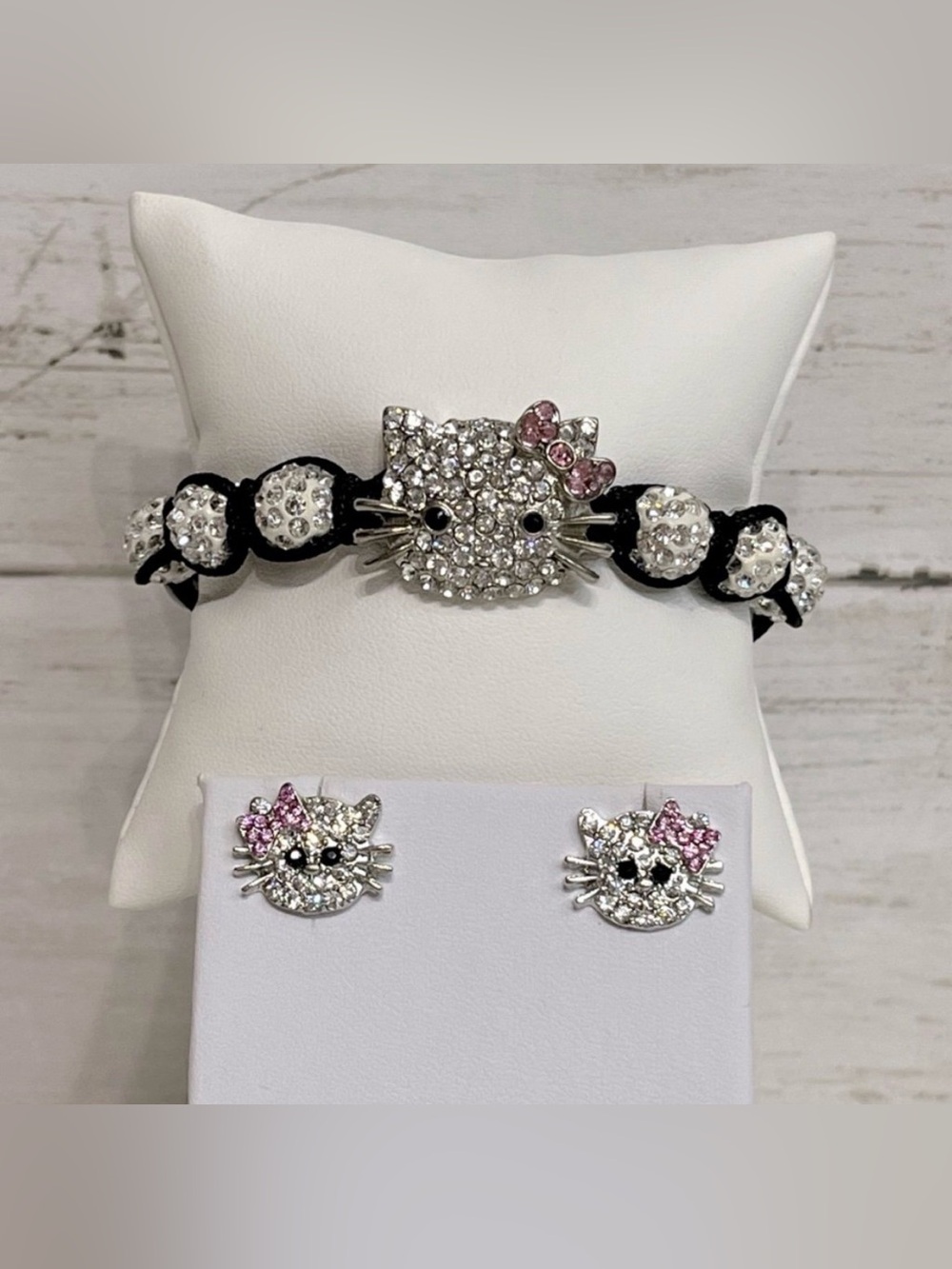 NEW Hello Kitty Shambala Crystal Bracelet & Earring Set